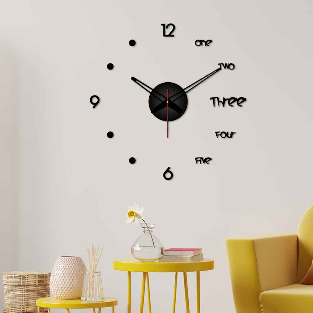 Words with Number Big Size 3D Infinity Wall Clock