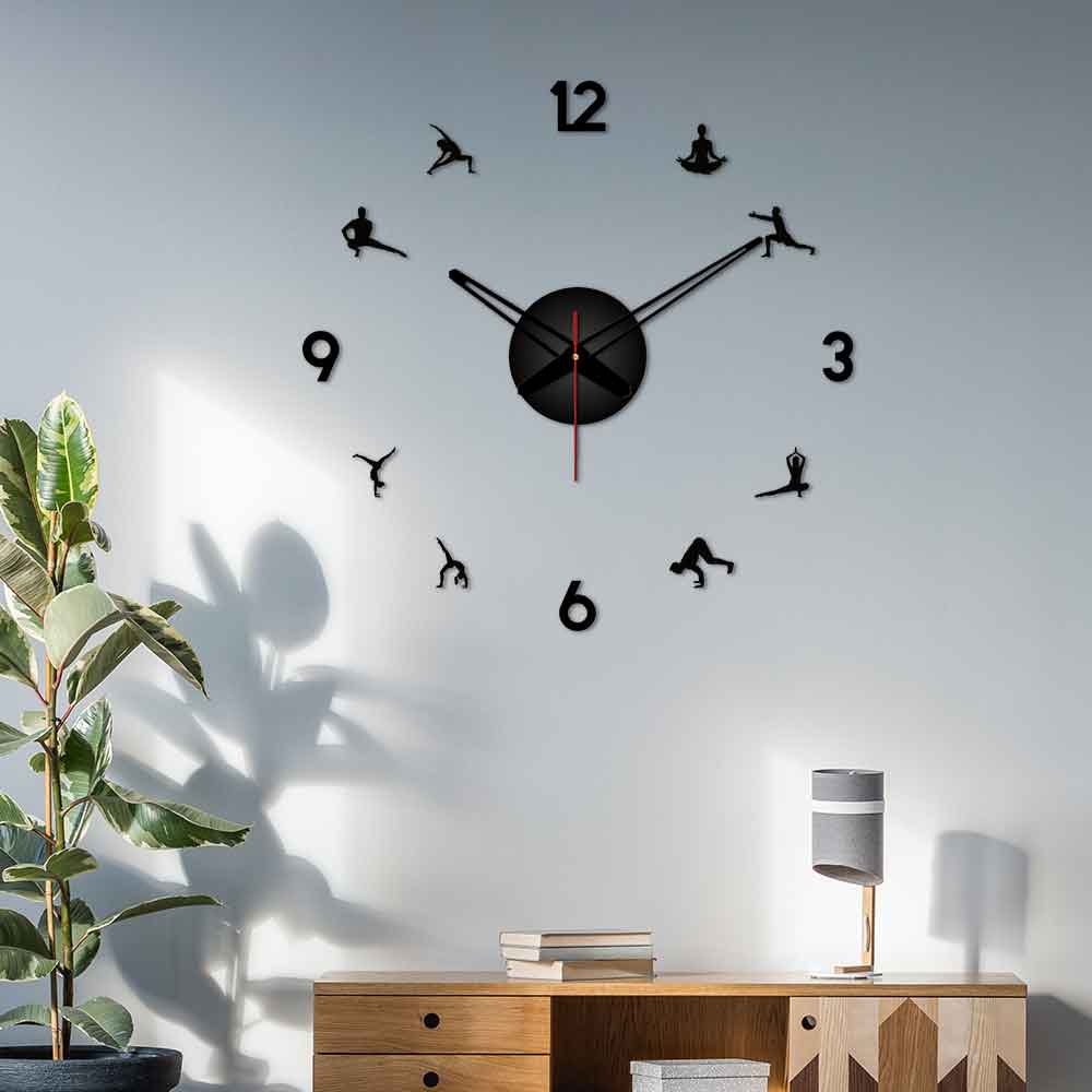 Yoga Postures Designer Big Size 3D Infinity Wall Clock