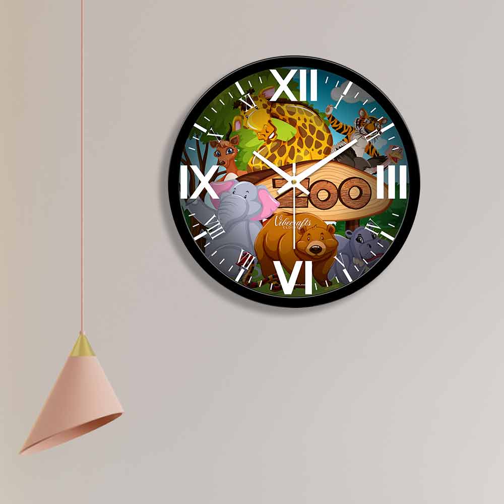 Zoo Animals For Kids Designer Wall Clock