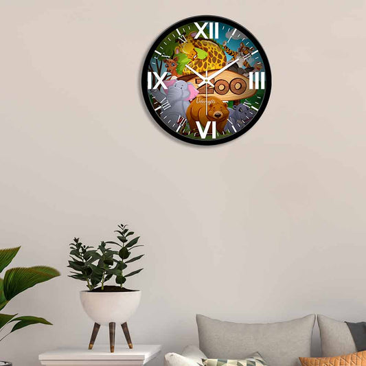 Zoo Animals For Kids Designer Wall Clock