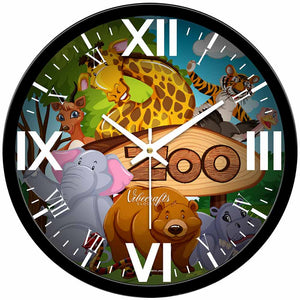 Zoo Animals For Kids Designer Wall Clock