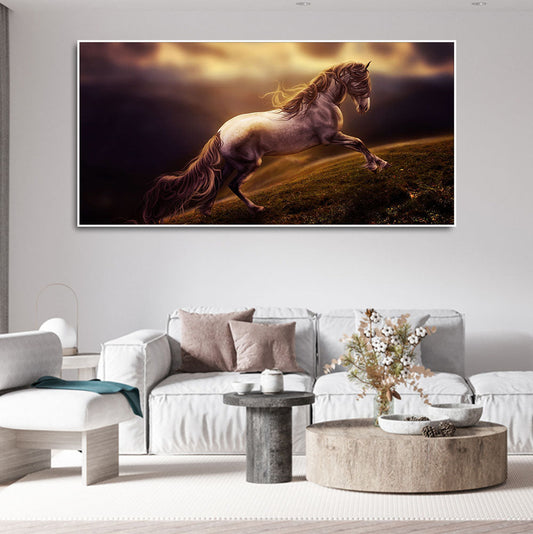 Horse with Golden Hair Premium Canvas Panoramic Wall Hanging