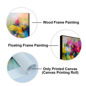 Vibrant Abstract Floral Painted Brush Stroke Canvas Wall Painting