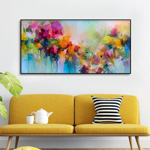 Vibrant Abstract Floral Painted Brush Stroke Canvas Wall Painting