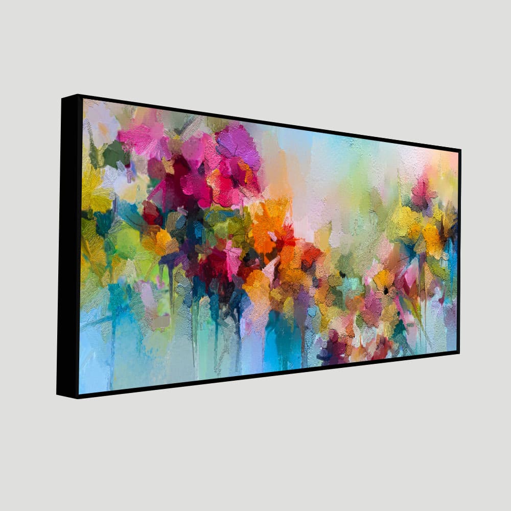 Vibrant Abstract Floral Painted Brush Stroke Canvas Wall Painting