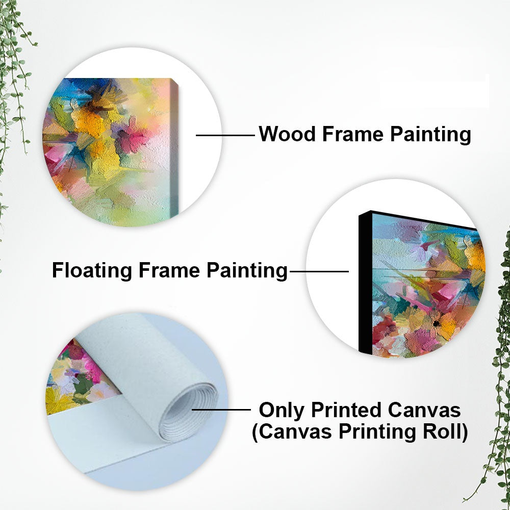 Vibrant Abstract Floral Painted Brush Stroke Premium Canvas Wall Painting