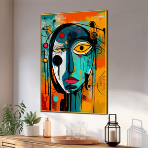 Vibrant Face Grn-Z Cotton Canvas Wall Painting