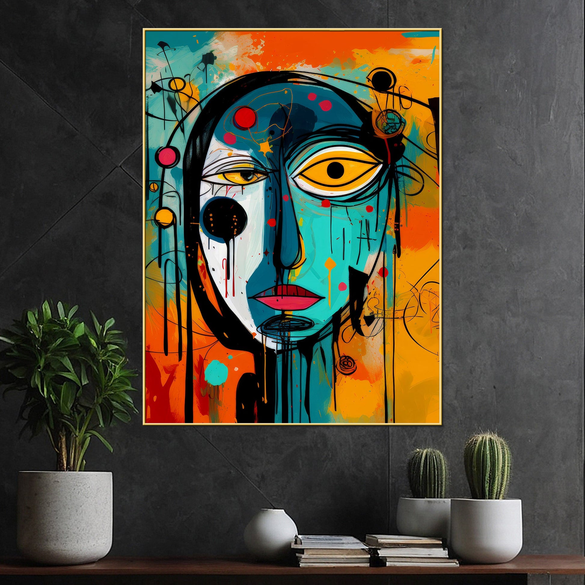 Vibrant Face Grn-Z Cotton Canvas Wall Painting