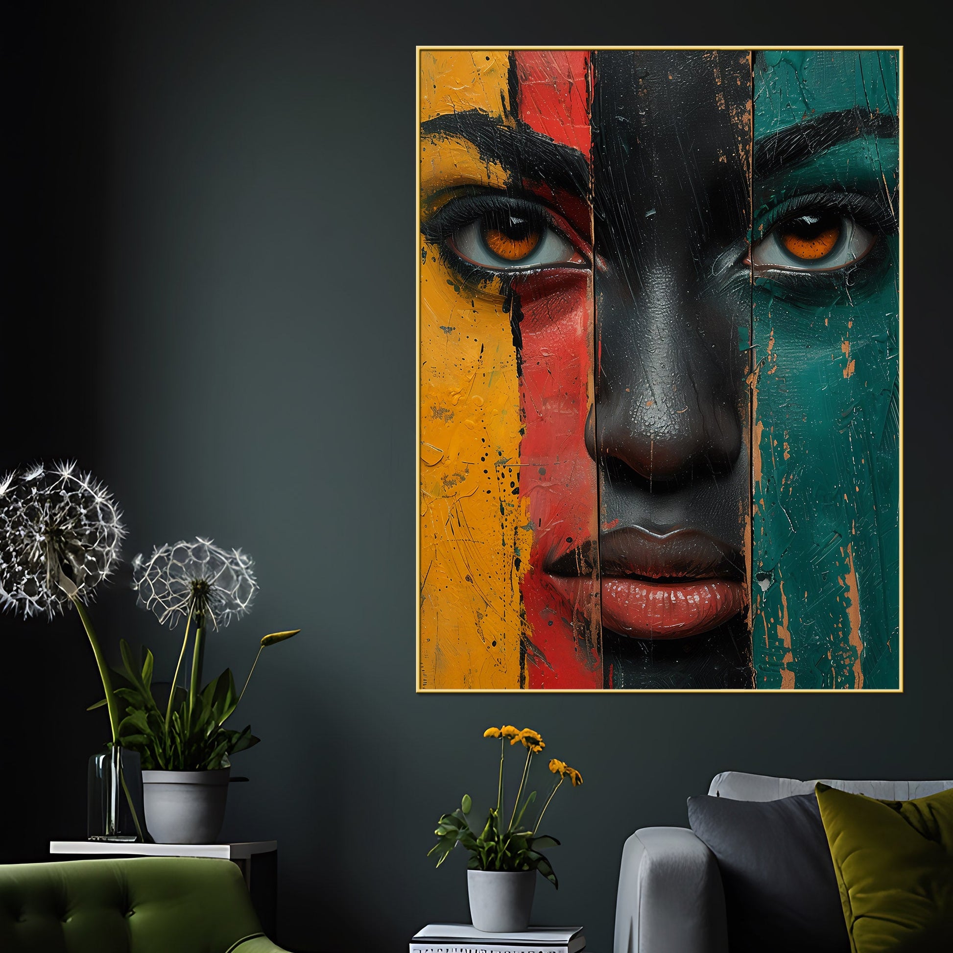 Vibrant Face Paint Art Cotton Canvas Wall Painting