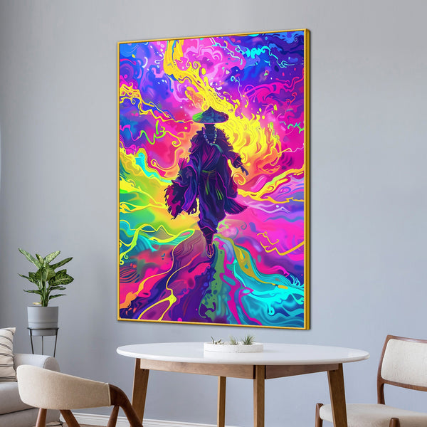 Vibrant Lone Samurai Cotton Canvas Wall Painting