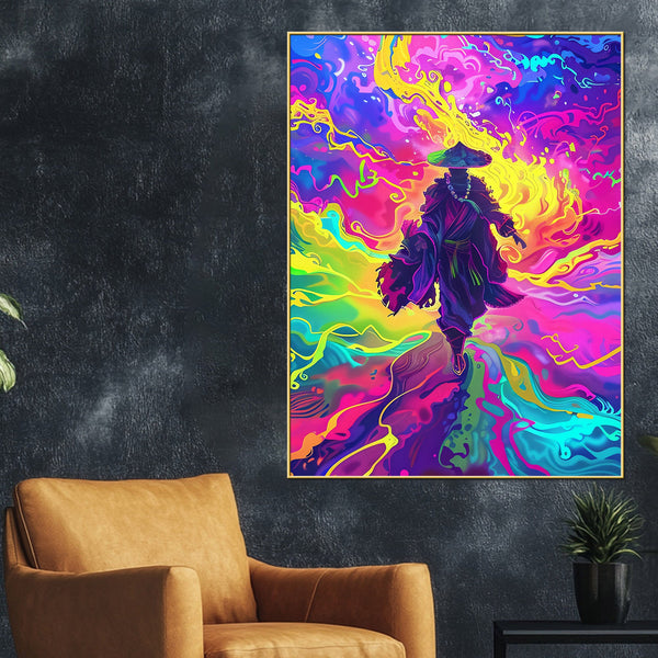 Vibrant Lone Samurai Cotton Canvas Wall Painting