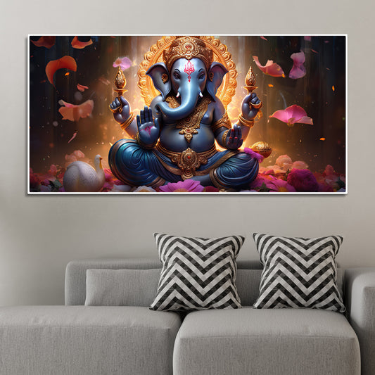 Lord Shiv Shankar Statue Premium Canvas Wall Painting