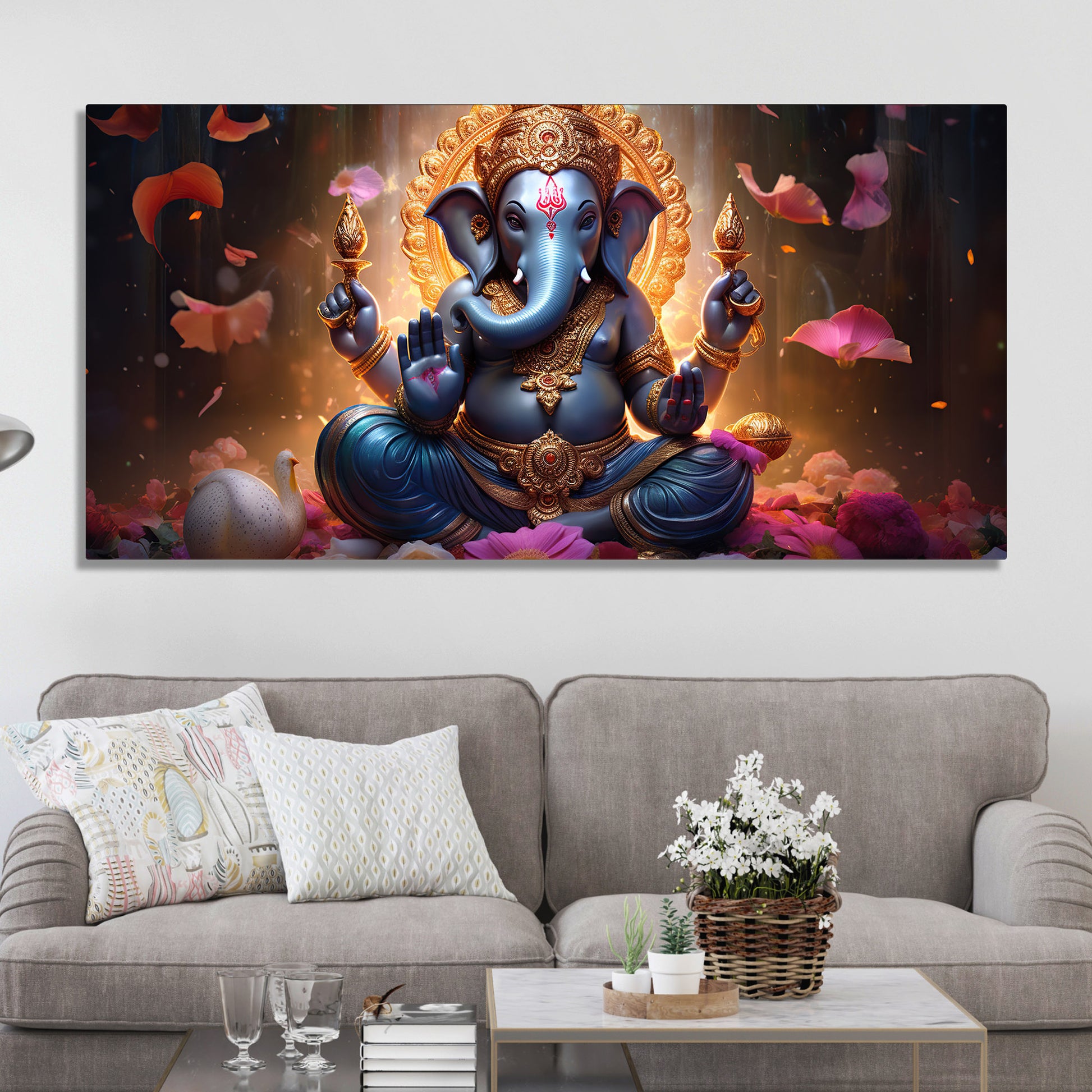 Lord Shiv Shankar Statue Premium Canvas Wall Painting