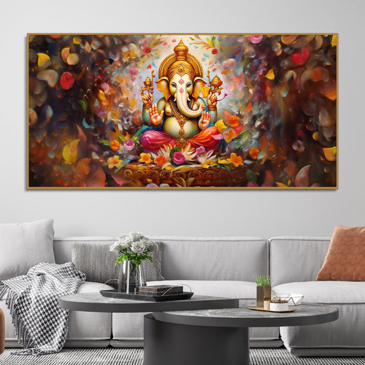 Vighnaharta Shree Ganesh Premium Canvas Wall Painting