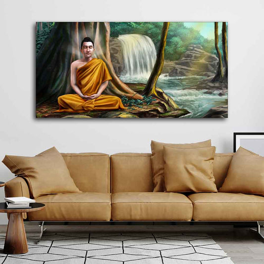 Wall Painting of Lord Buddha with Nature Background