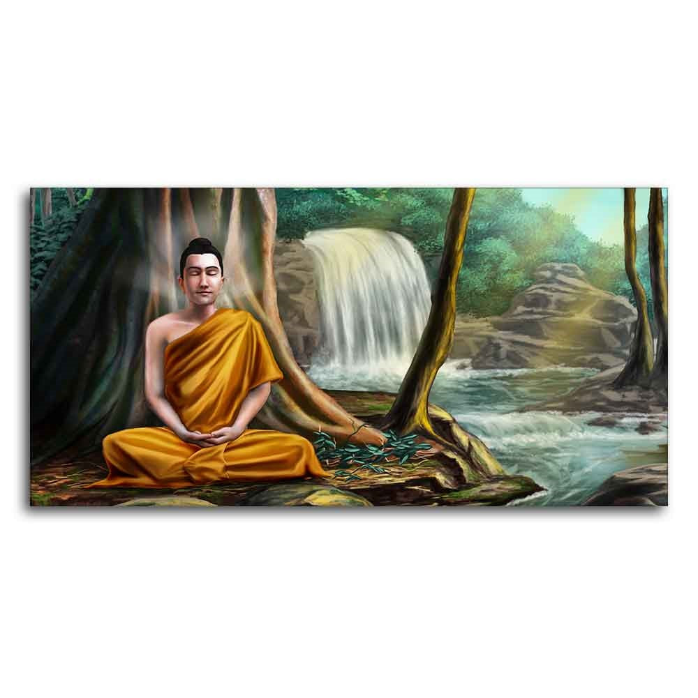 Wall Painting of Lord Buddha with Nature Background