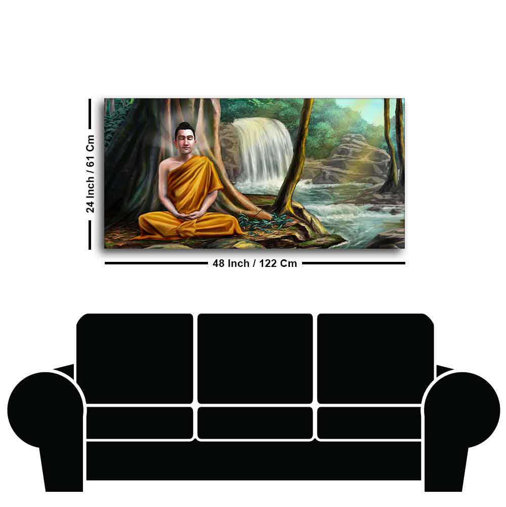 Wall Painting of Lord Buddha with Nature Background