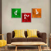 Warli Art Wall Hanging Painting, Set of Three Panels