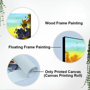 Water Color Landscape of Beautiful Scenery Trees Canvas Wall Painting