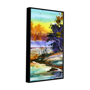 Water Color Landscape of Beautiful Scenery Trees Canvas Wall Painting