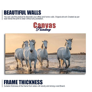 White Horses Galoping in Water Premium Wall Painting