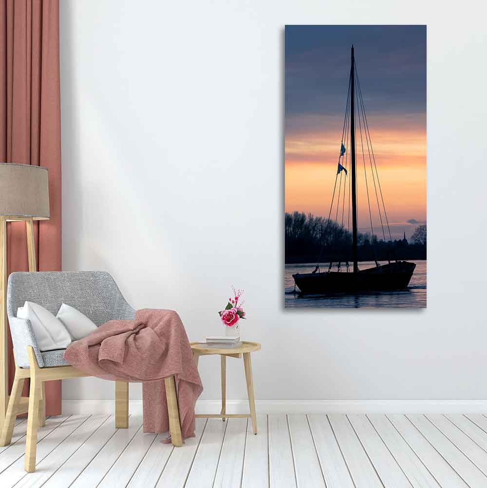 Boat at Sunset Canvas Wall Painting