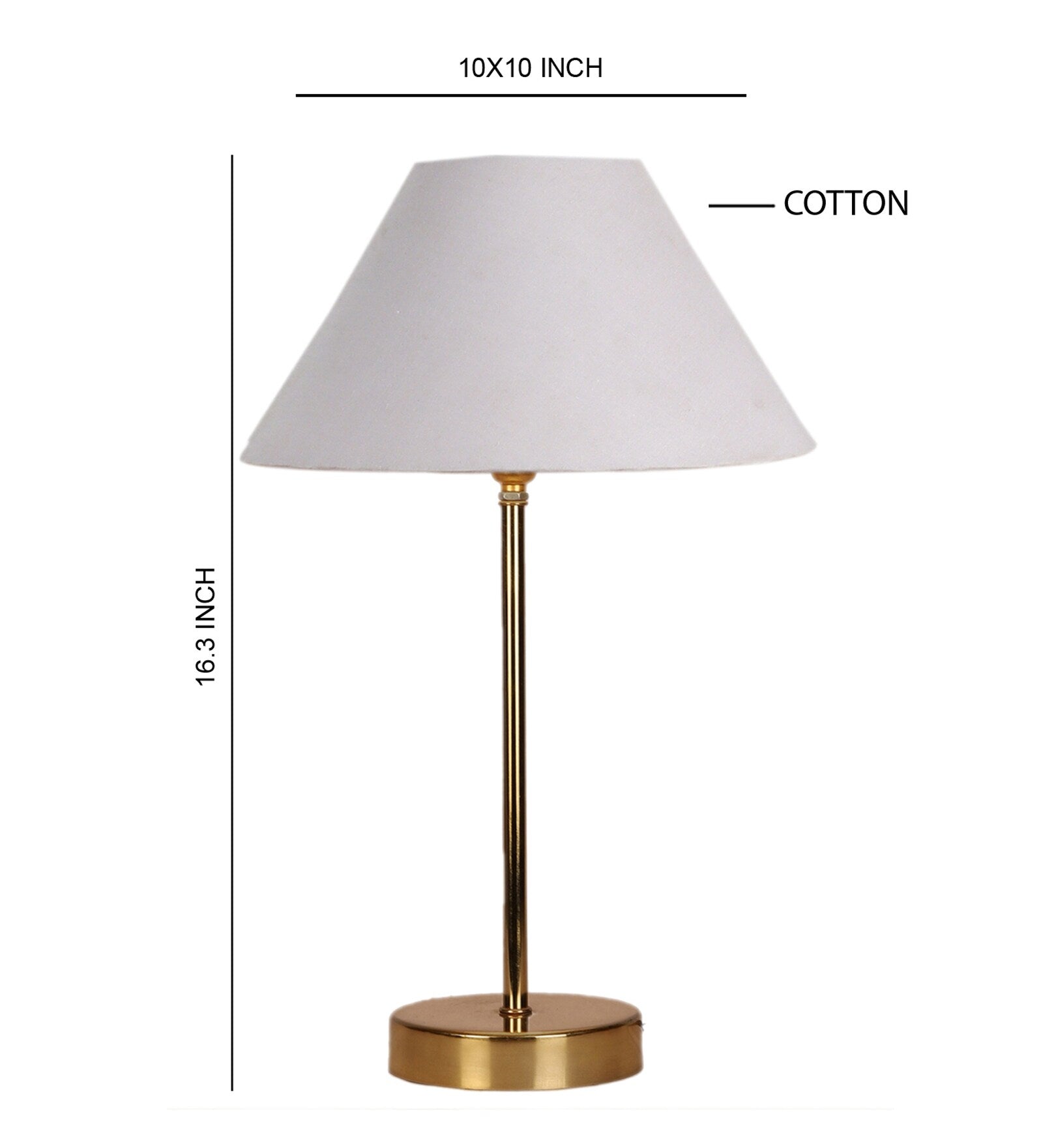 White Solid Traditional Bedside Table Lamp with Golden Finish Base