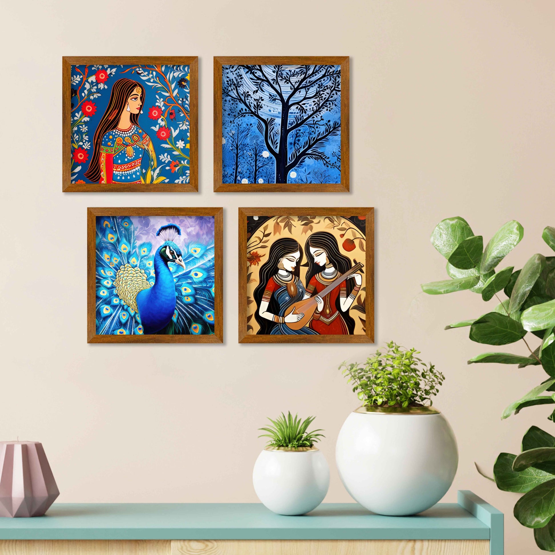 Women Portrait Modern Art Wall Frame Set of Four