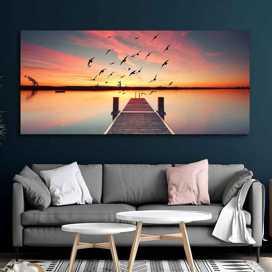 Wooden Jetty in Sunset Canvas wall Painting