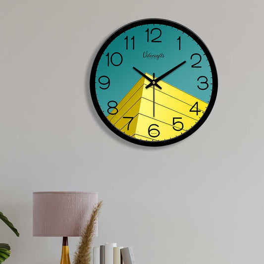 Yellow Building Corner Designer Wall Clock